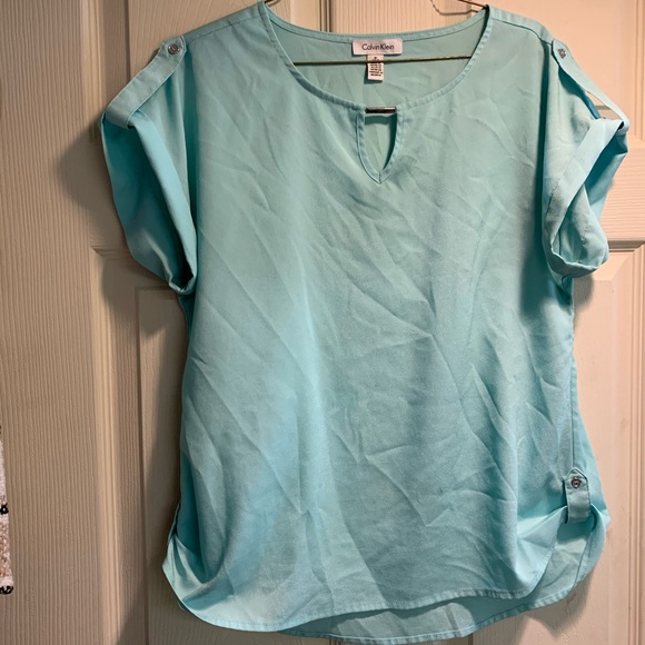 Calvin Klein Blue Blouse with silver logo - Picture 1 of 7